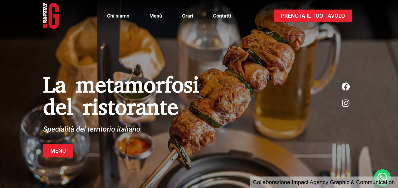Screen del sito .G Gastroosteria, ristorante